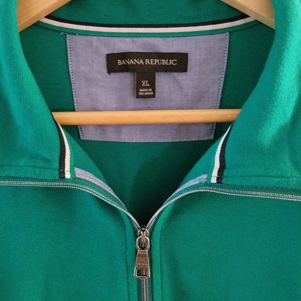 Banana Republic Green Quarter Zip Pullover Shirt XL - Picture 3 of 5